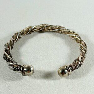 BRACELET BRILLIANT BRASS AND SILVER TONE CLAMP BRACELET